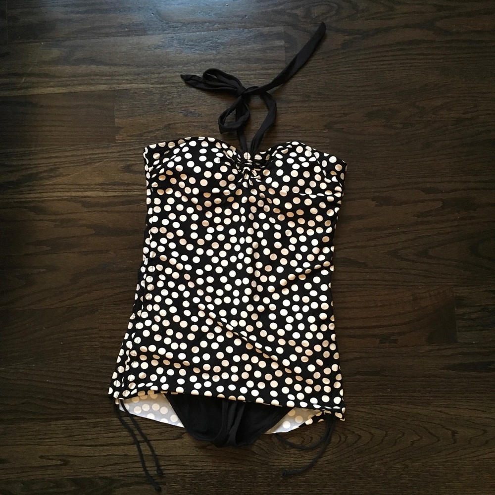 One Piece Black and White Polka Dot Suit Size 10